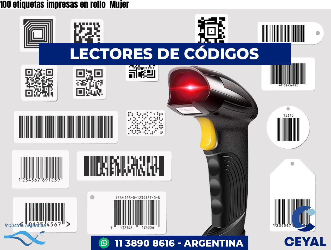 100 etiquetas impresas en rollo  Mujer