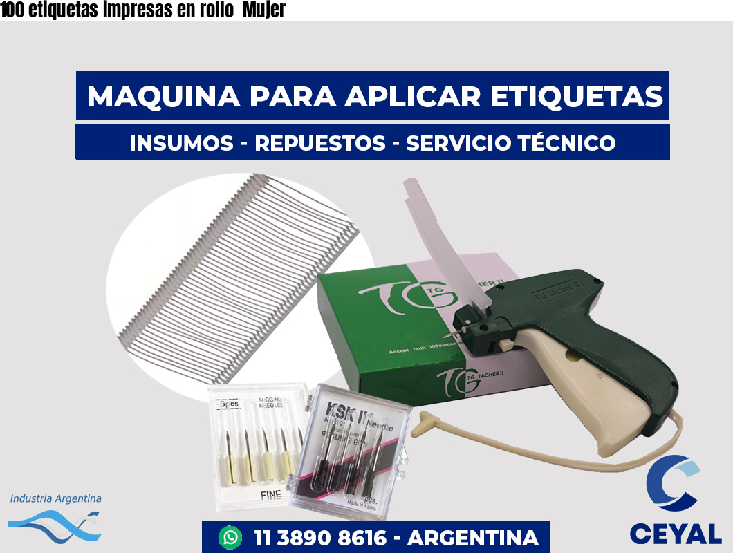 100 etiquetas impresas en rollo  Mujer