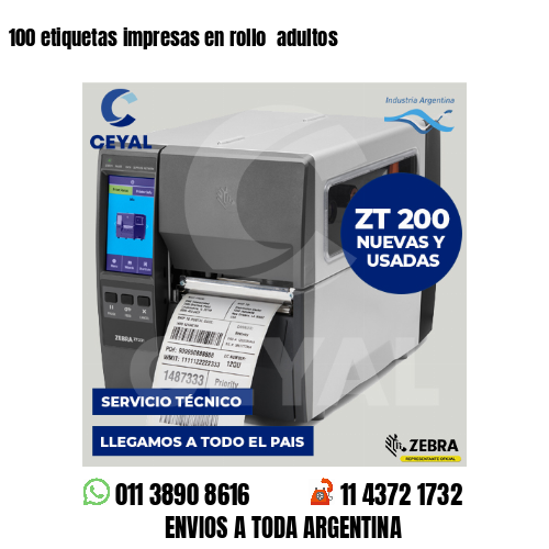 100 etiquetas impresas en rollo  adultos