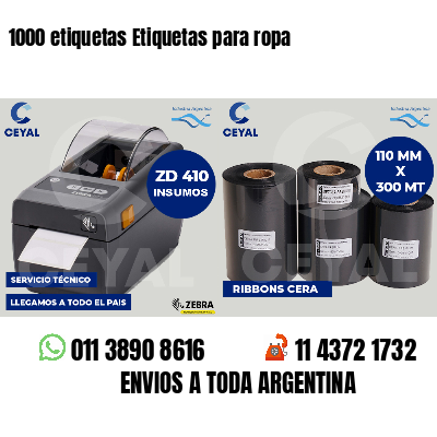 1000 etiquetas Etiquetas para ropa