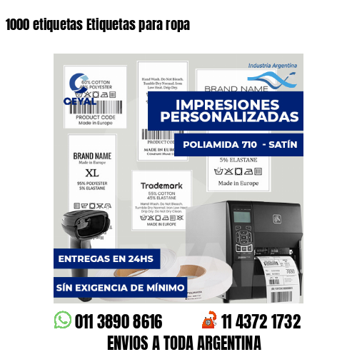 1000 etiquetas Etiquetas para ropa