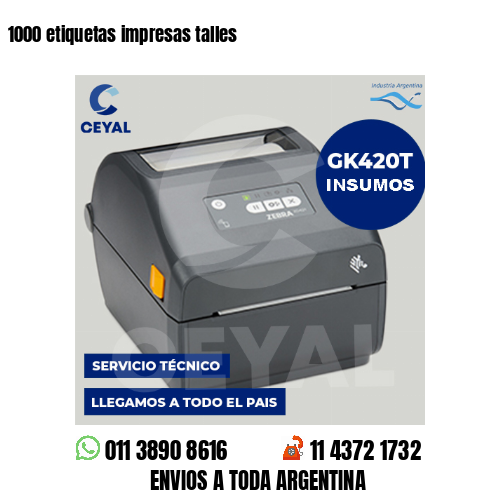 1000 etiquetas impresas talles