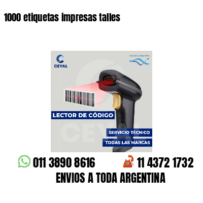1000 etiquetas impresas talles