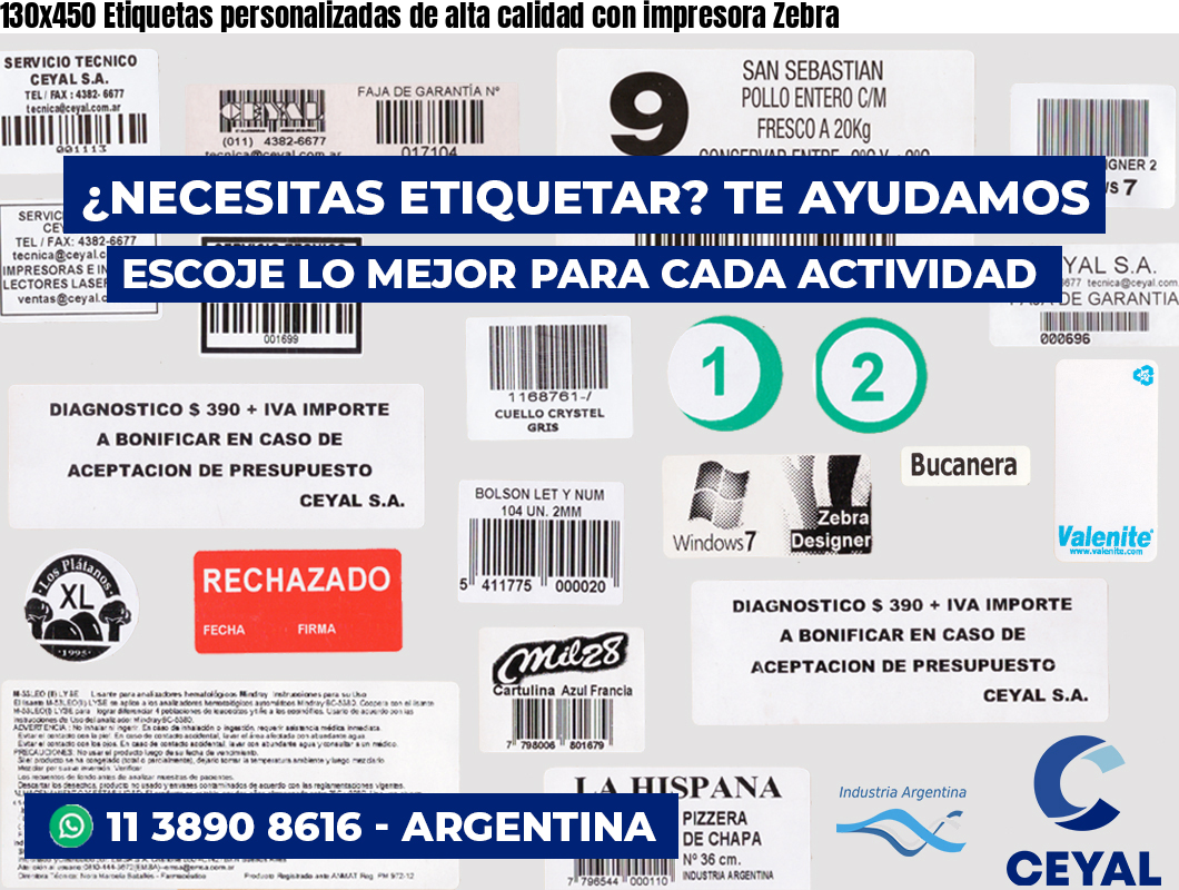 130×450 Etiquetas personalizadas de alta calidad con impresora Zebra