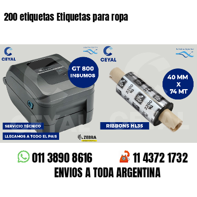 200 etiquetas Etiquetas para ropa