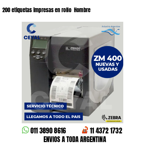 200 etiquetas impresas en rollo Hombre