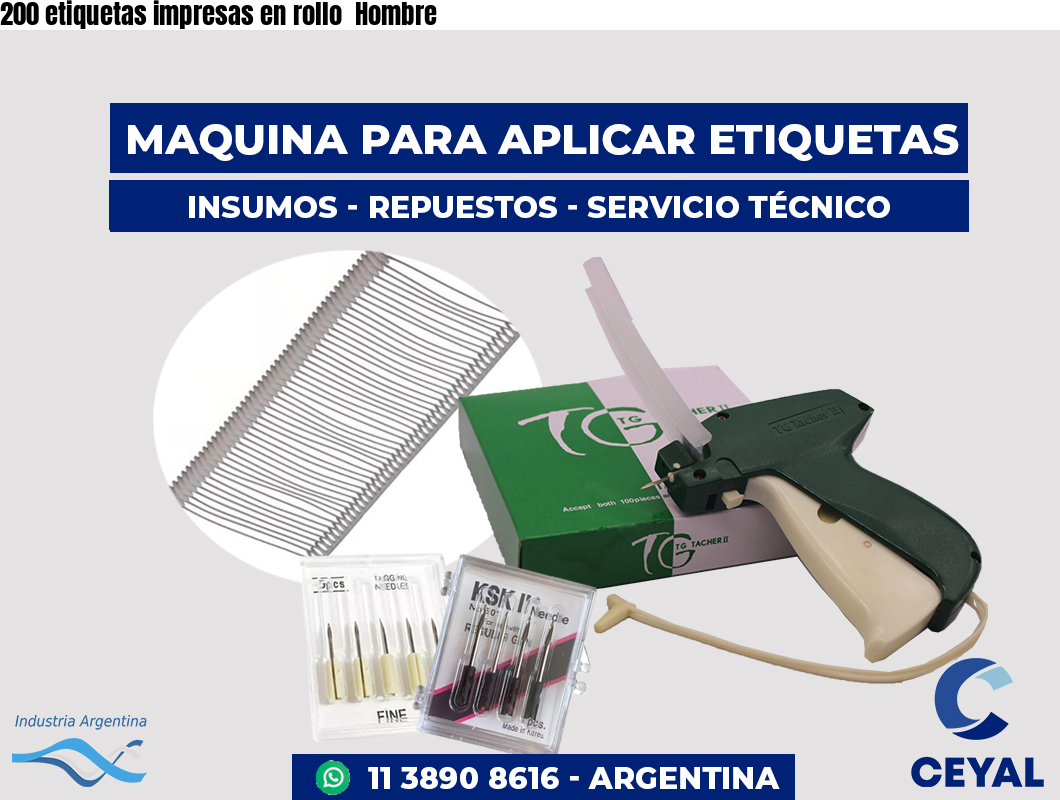 200 etiquetas impresas en rollo  Hombre