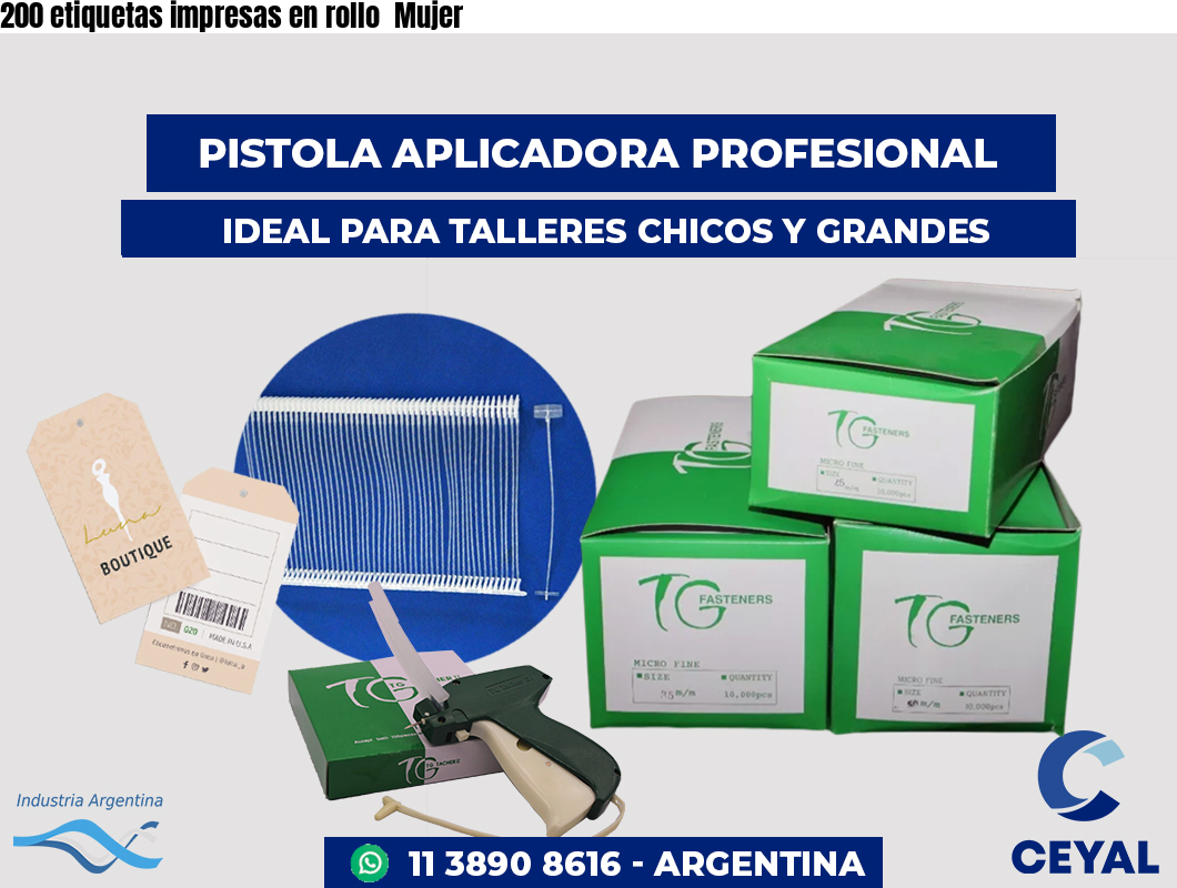 200 etiquetas impresas en rollo  Mujer