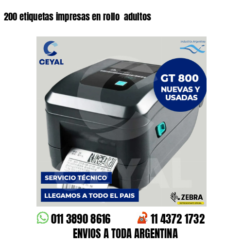200 etiquetas impresas en rollo adultos