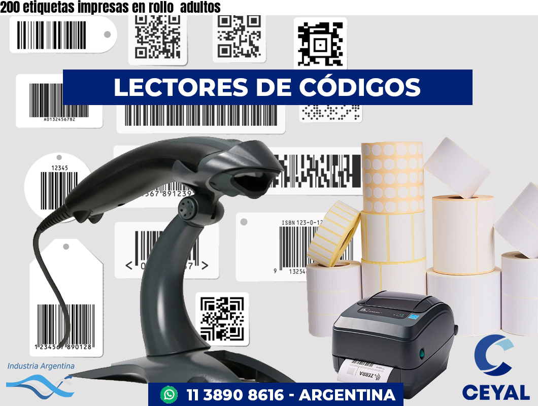 200 etiquetas impresas en rollo  adultos