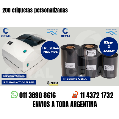200 etiquetas personalizadas