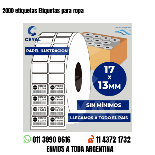 2000 etiquetas Etiquetas para ropa