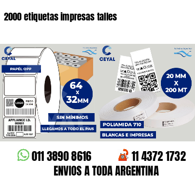 2000 etiquetas impresas talles