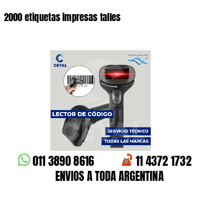 2000 etiquetas impresas talles