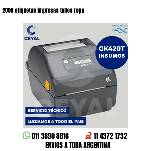 2000 etiquetas impresas talles ropa