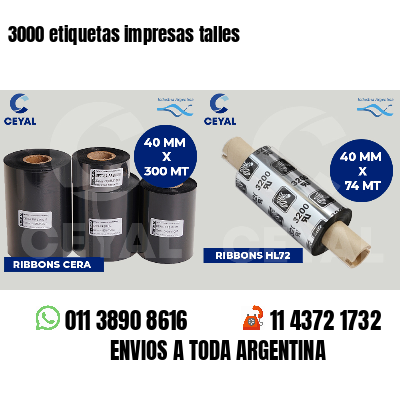 3000 etiquetas impresas talles