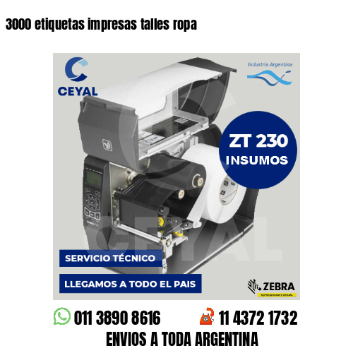 3000 etiquetas impresas talles ropa