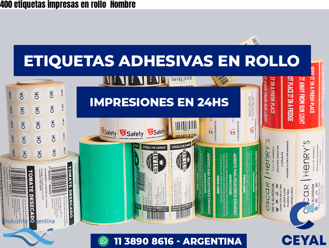 400 etiquetas impresas en rollo  Hombre