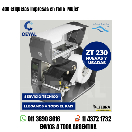 400 etiquetas impresas en rollo Mujer