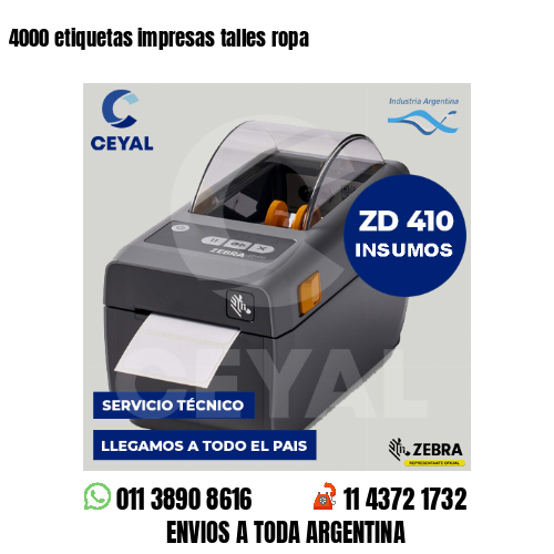 4000 etiquetas impresas talles ropa