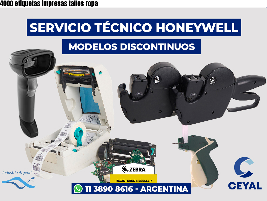 4000 etiquetas impresas talles ropa