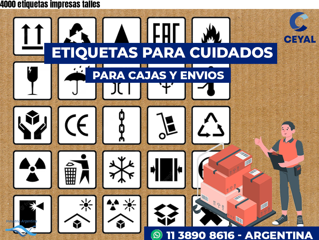 4000 etiquetas impresas talles