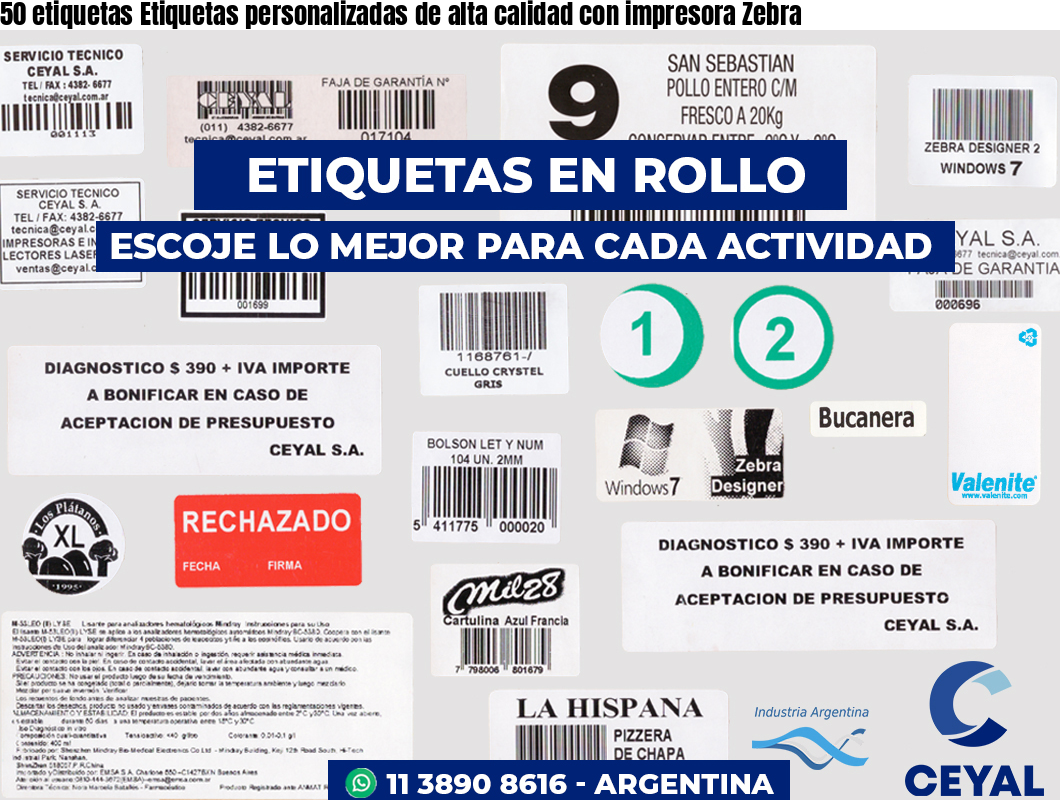 50 etiquetas Etiquetas personalizadas de alta calidad con impresora Zebra