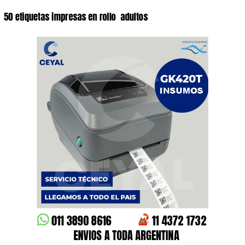 50 etiquetas impresas en rollo adultos