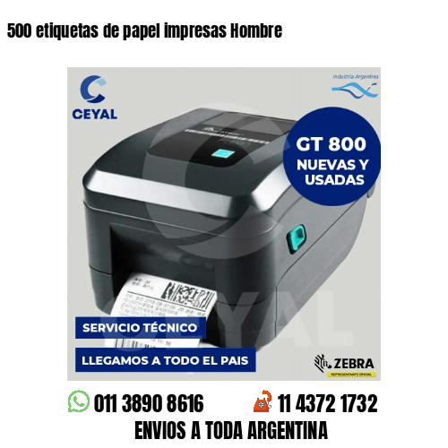 500 etiquetas de papel impresas Hombre
