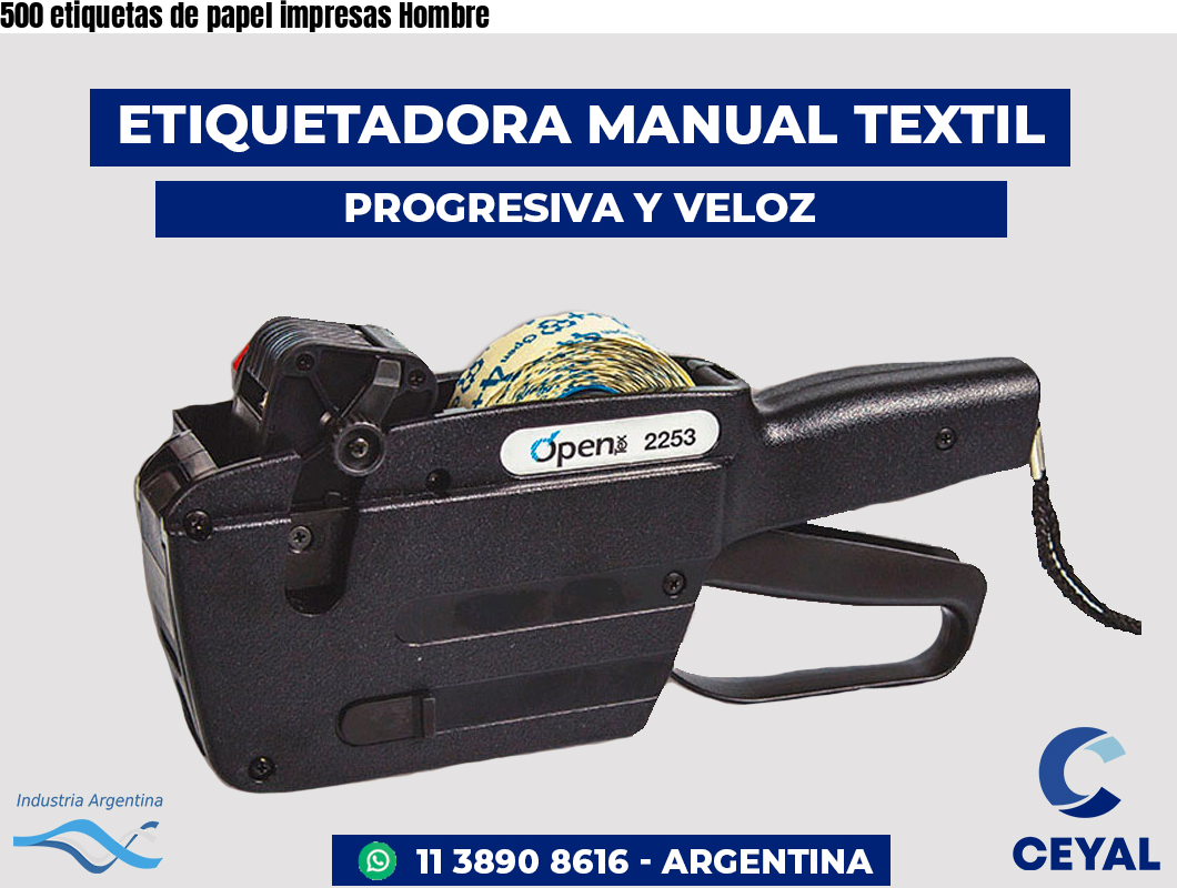 500 etiquetas de papel impresas Hombre