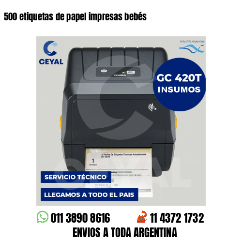 500 etiquetas de papel impresas bebés