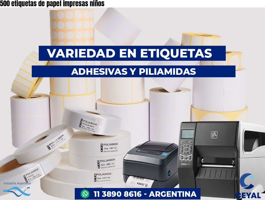 500 etiquetas de papel impresas niños