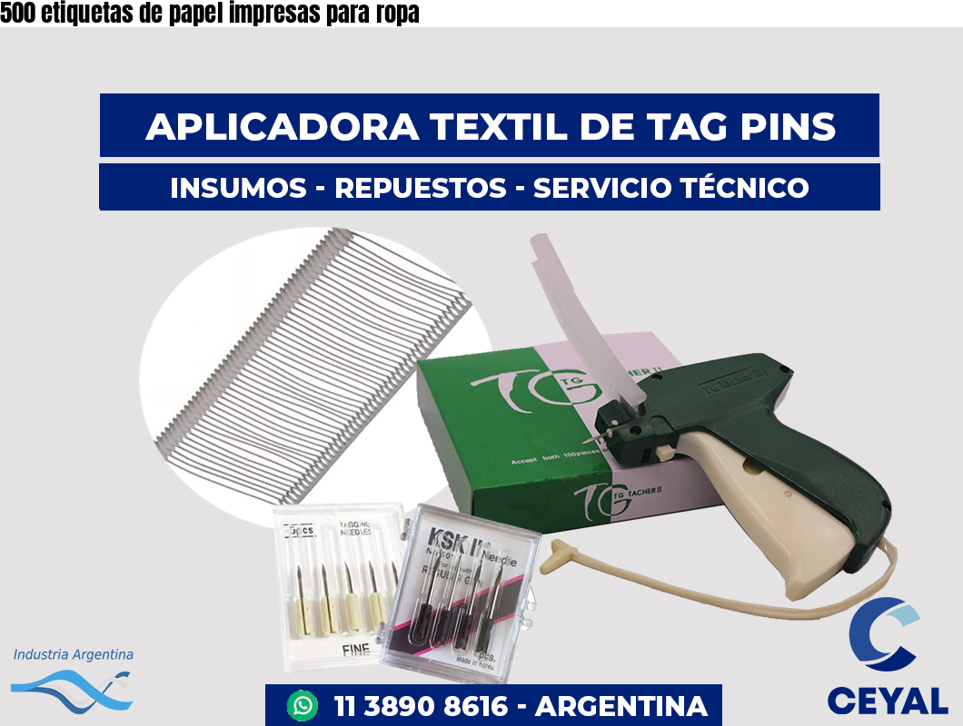 500 etiquetas de papel impresas para ropa
