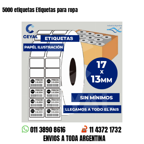 5000 etiquetas Etiquetas para ropa