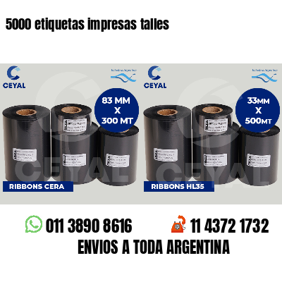 5000 etiquetas impresas talles