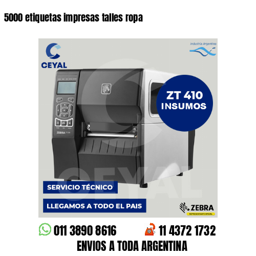 5000 etiquetas impresas talles ropa