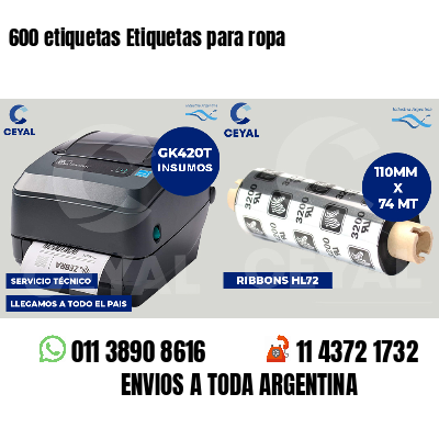 600 etiquetas Etiquetas para ropa