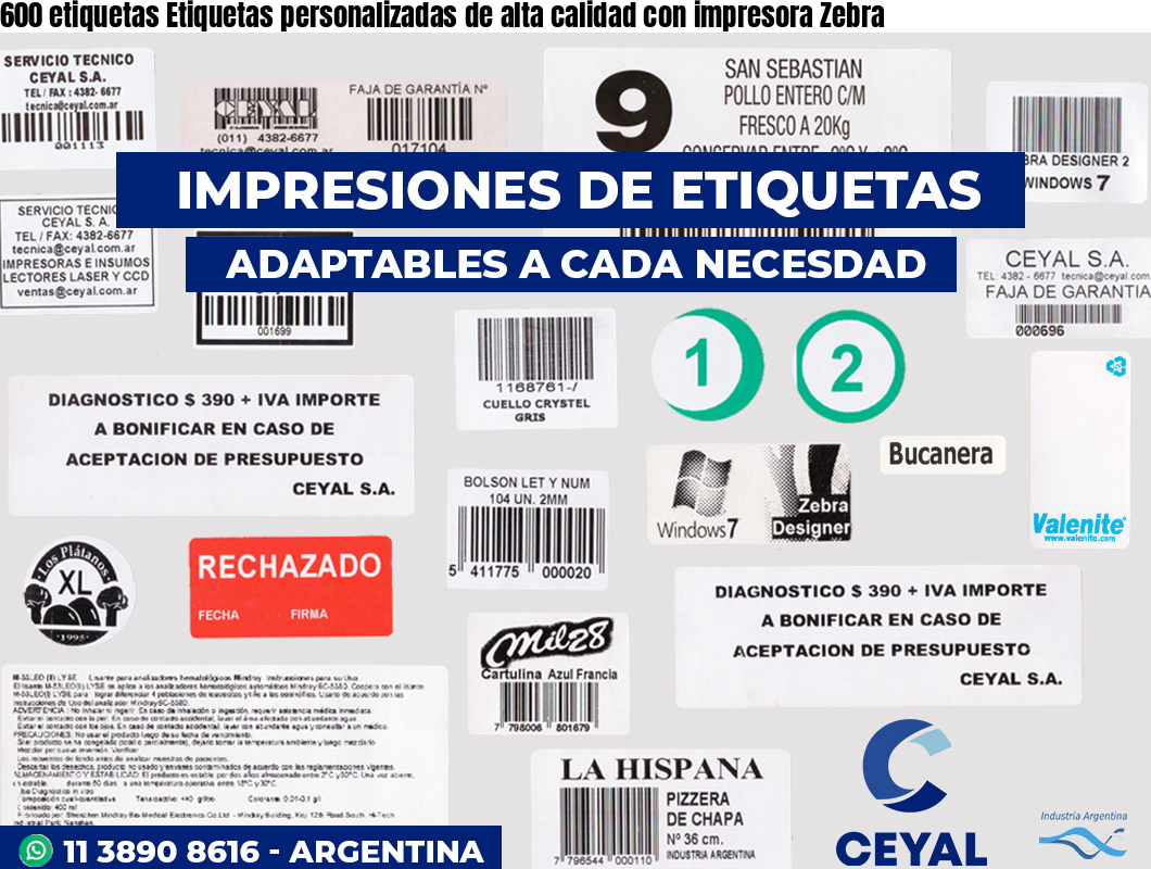 600 etiquetas Etiquetas personalizadas de alta calidad con impresora Zebra