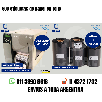 600 etiquetas de papel en rollo