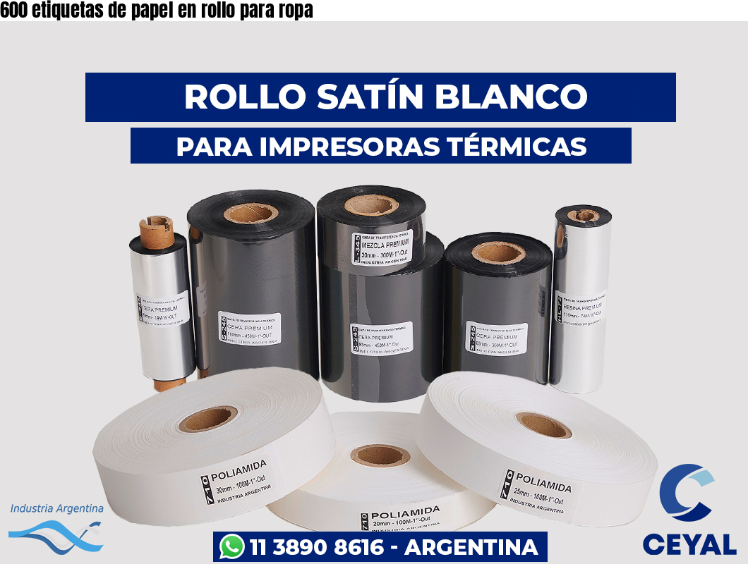 600 etiquetas de papel en rollo para ropa