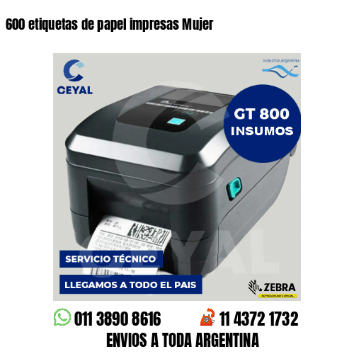 600 etiquetas de papel impresas Mujer