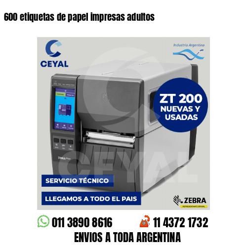 600 etiquetas de papel impresas adultos