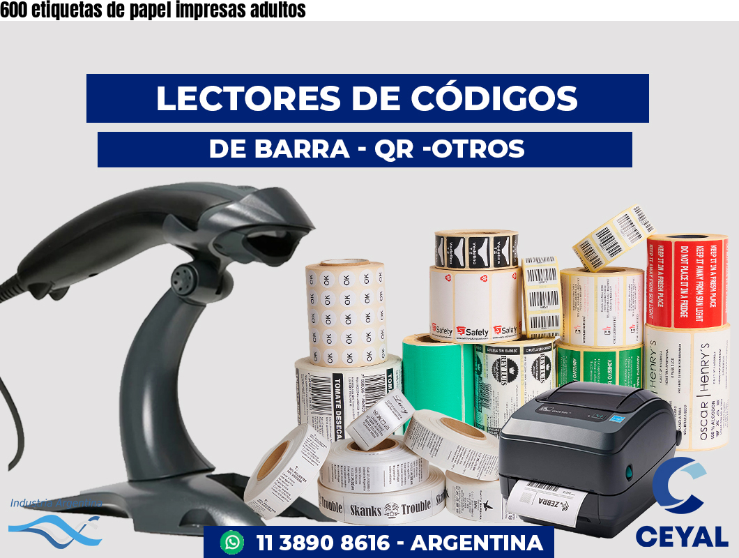 600 etiquetas de papel impresas adultos