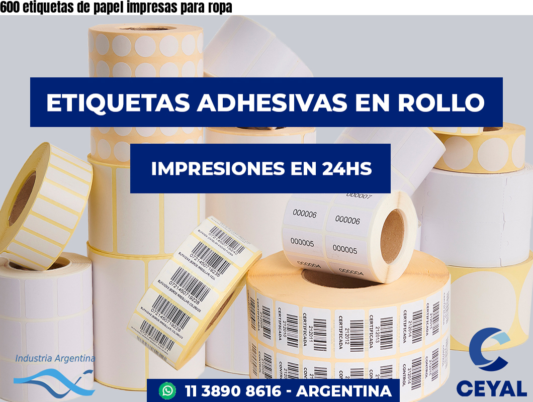 600 etiquetas de papel impresas para ropa