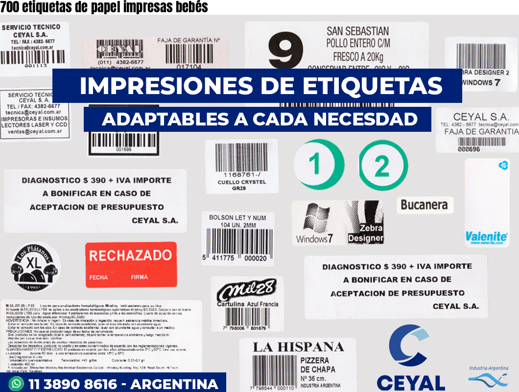 700 etiquetas de papel impresas bebés