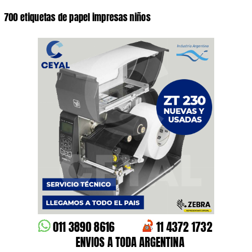 700 etiquetas de papel impresas niños