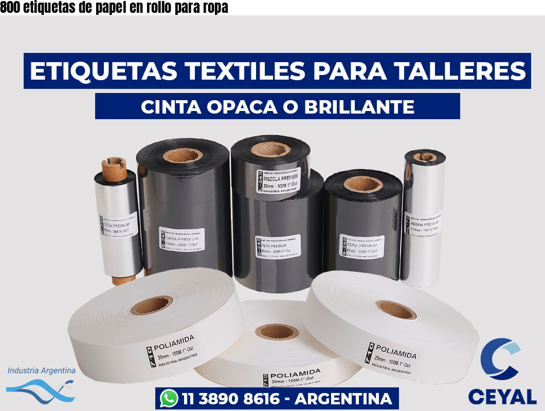 800 etiquetas de papel en rollo para ropa