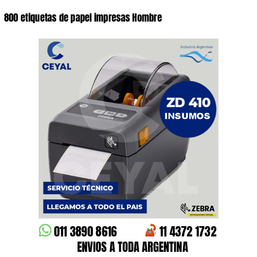 800 etiquetas de papel impresas Hombre