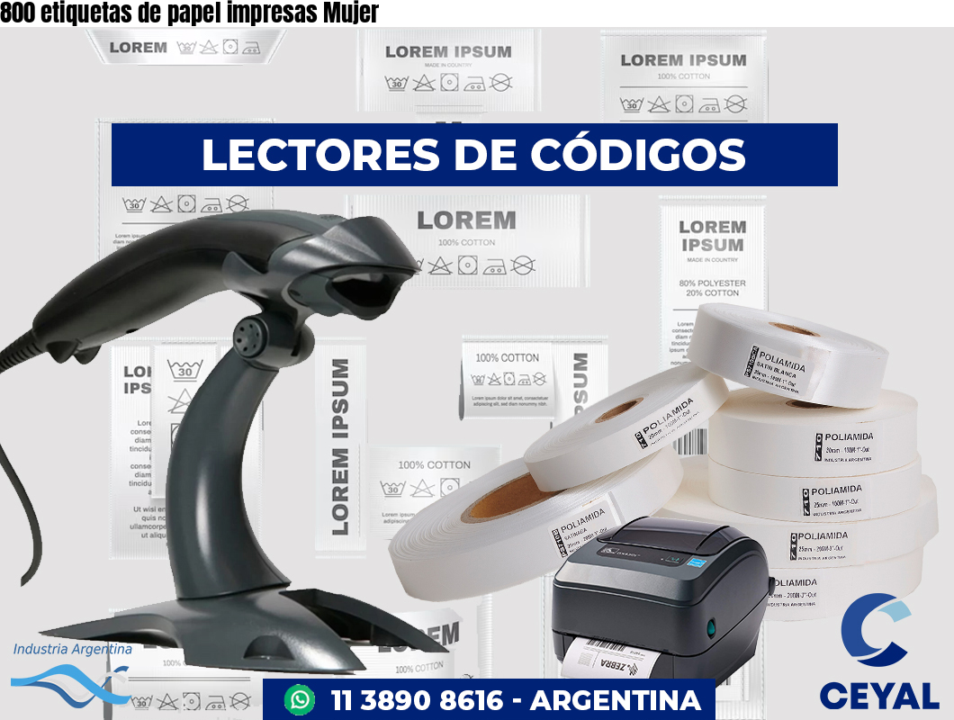 800 etiquetas de papel impresas Mujer