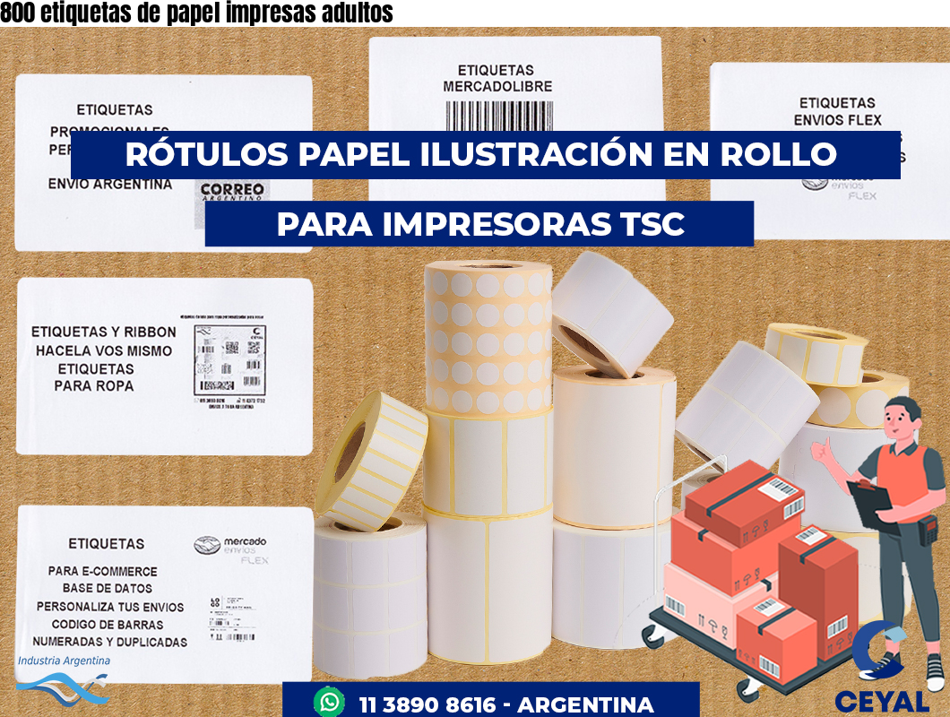 800 etiquetas de papel impresas adultos